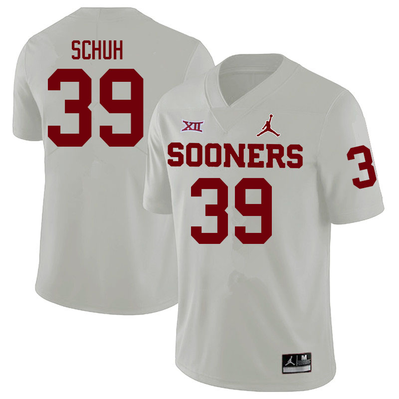 Men #39 Peter Schuh Oklahoma Sooners College Football Jerseys Sale-White - Click Image to Close